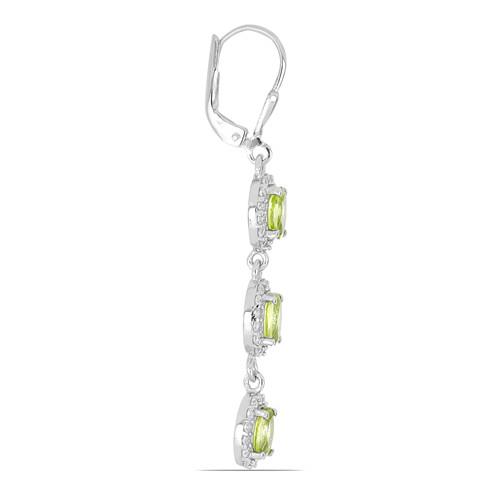 STERLING SILVER REAL PERIDOT MULTI STONE EARRINGS